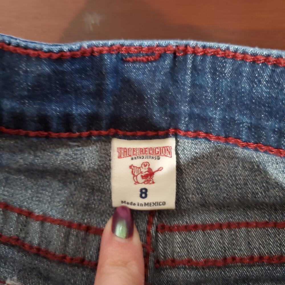 True Religion Kids SE Straight Flap Pocket Dark Wash Jeans Size 8 Youth Unisex - Picture 5 of 9